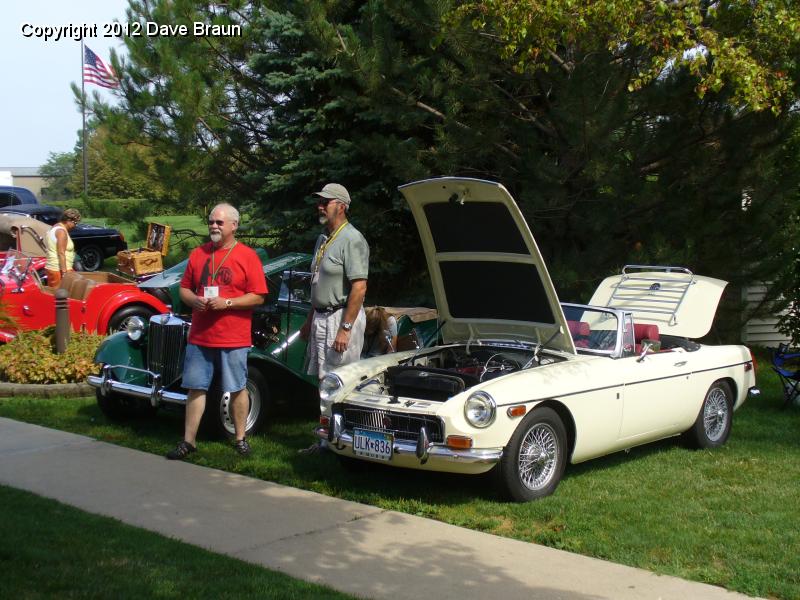 P1020831.JPG - Dan Craig from Missouri with his 53 TD Mk II, and myself with Maggie, the 1970 MGB. Both beautiful cars... but we are prejudiced.