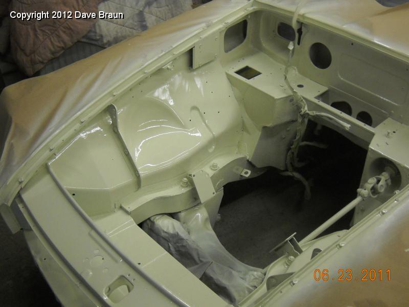 Concept in Engine Bay 01.jpg - The Concept color is Volvo, OEM # 42 "California White" which is PPG's computer color match for PPG's Delton two stage DBC GM color, OEM 5415 "Old English White" which Diane picked out.