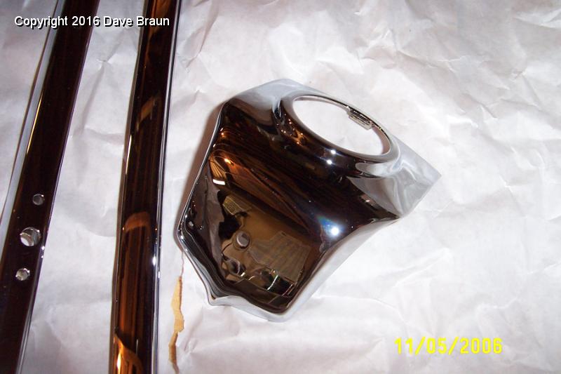 chromed radiator nose piece.JPG - False nose back from chrome. Windscreen frame pieces also came back at the same time.